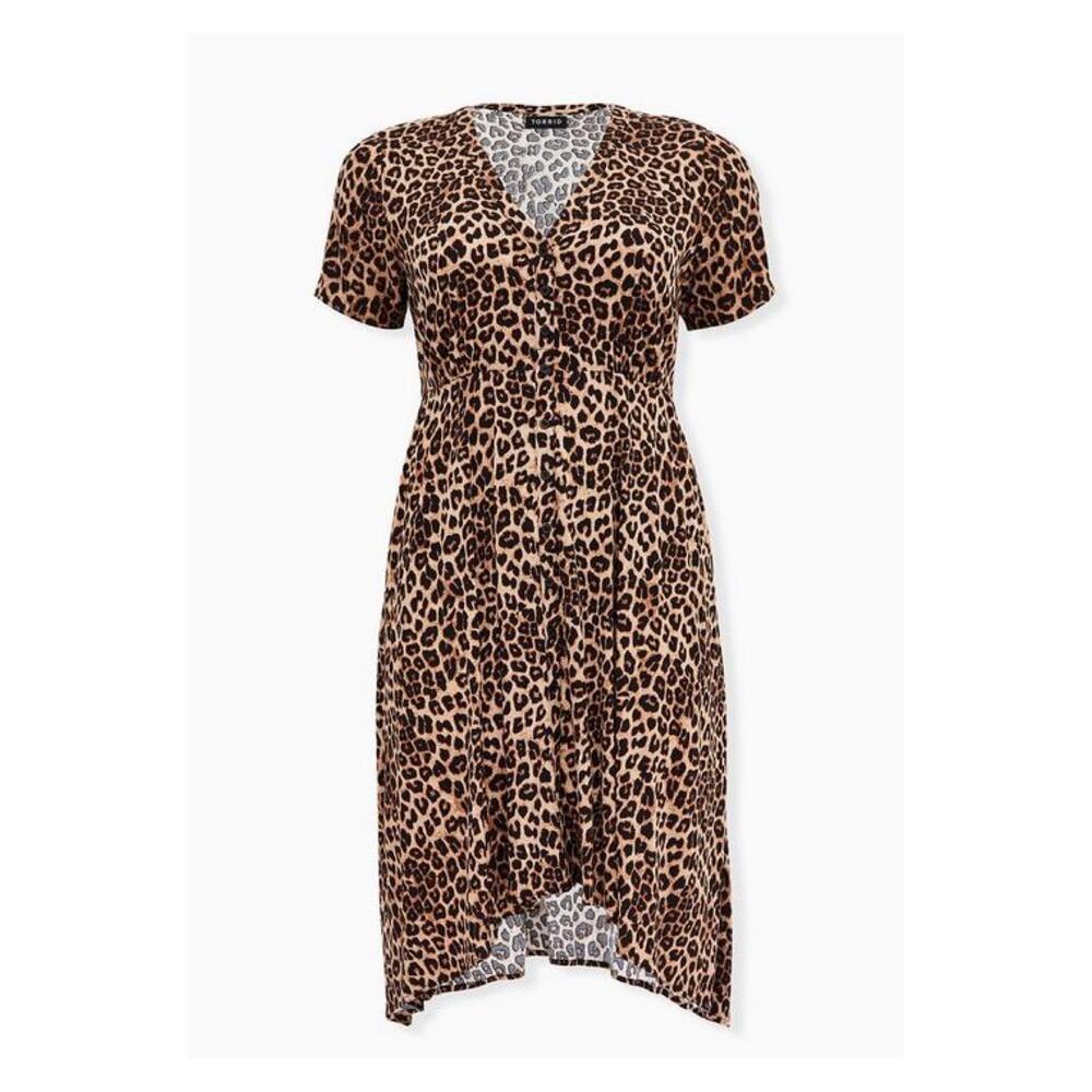 Torrid Brown Leopard Print Button Front Shirt Dre… - image 5